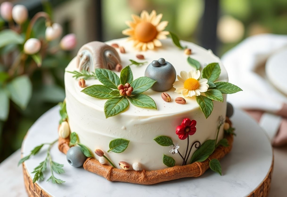 Natural elements in cake decoration