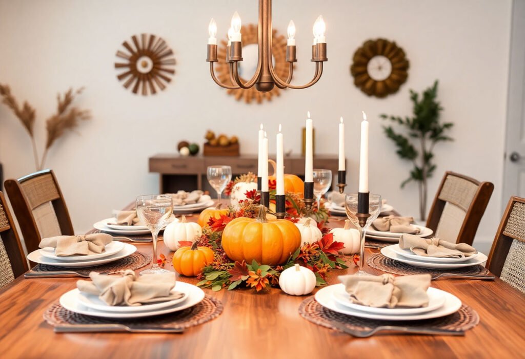 A beautifully decorated Thanksgiving table with Target decor items