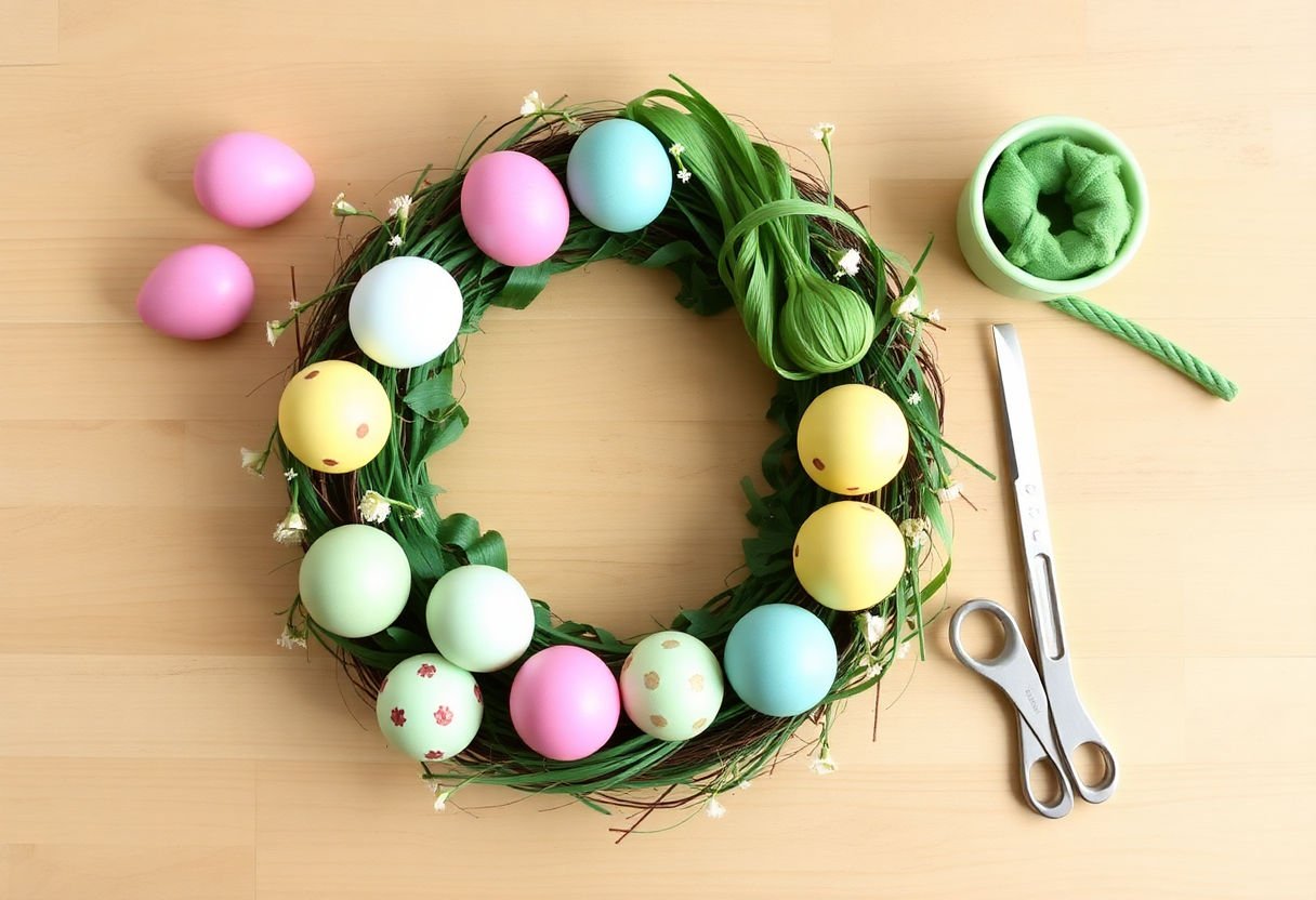Materials required for Easter egg wreath