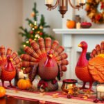 Thanksgiving turkey decorations in a cozy home setting