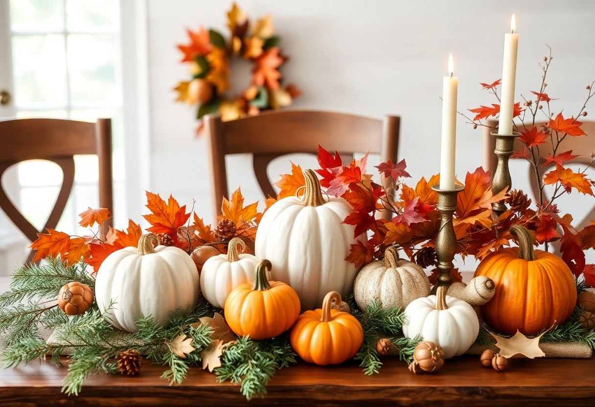 Natural element decorations for Thanksgiving.