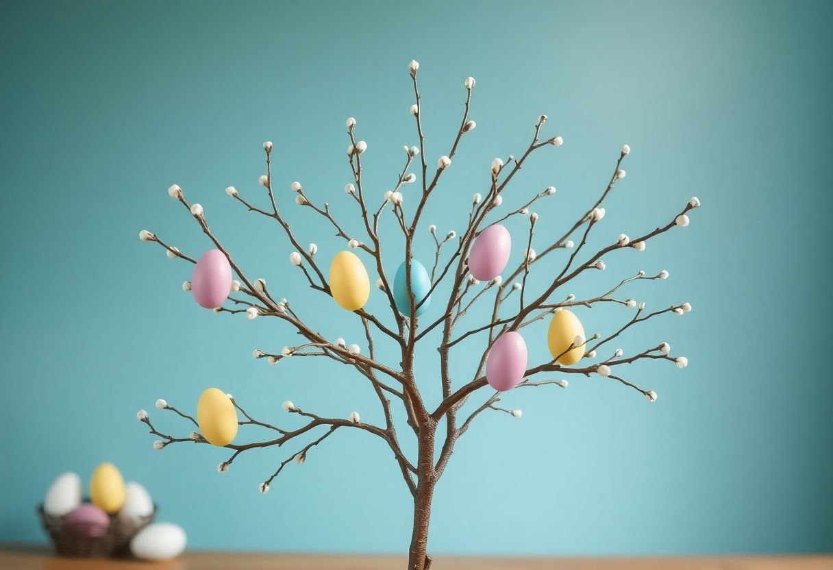 Arranging branches for Easter egg tree structure