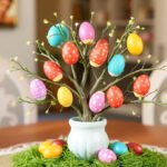 Colorful DIY Easter egg tree as a centerpiece