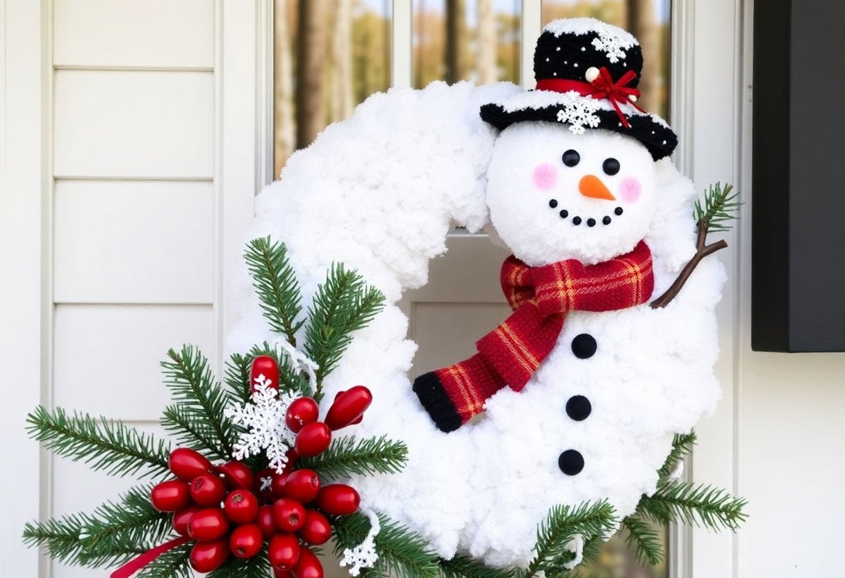 Snowman wreath decoration.