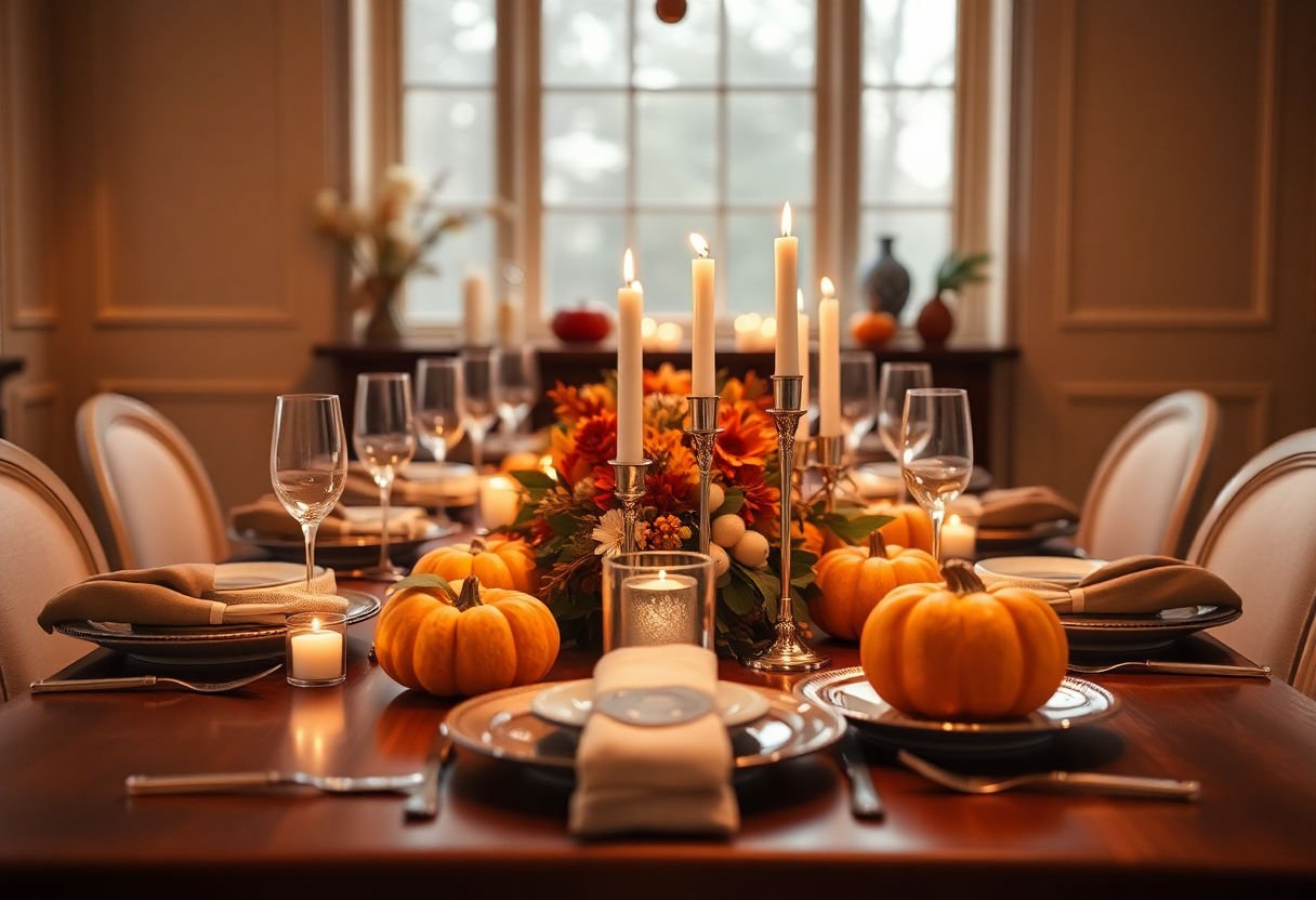 Elegant Thanksgiving table setup