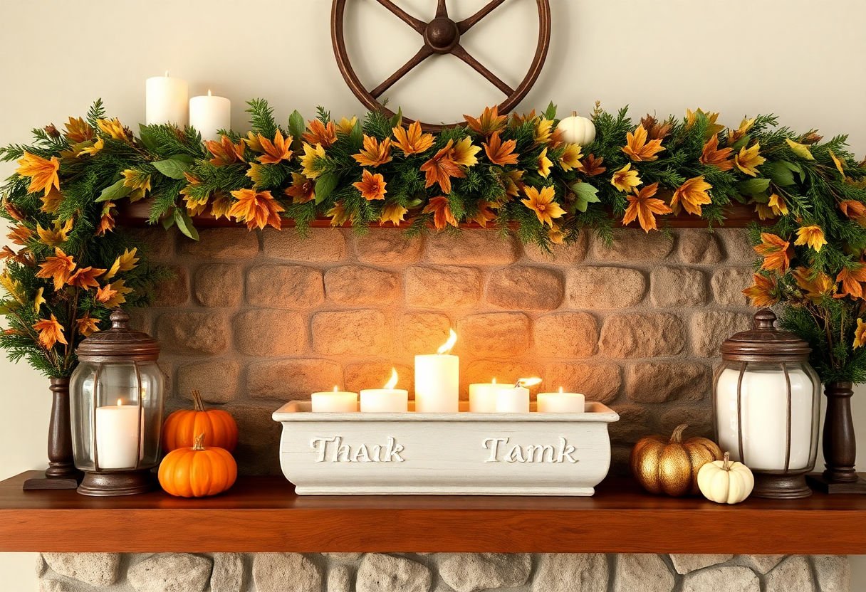Decorative Thanksgiving mantel