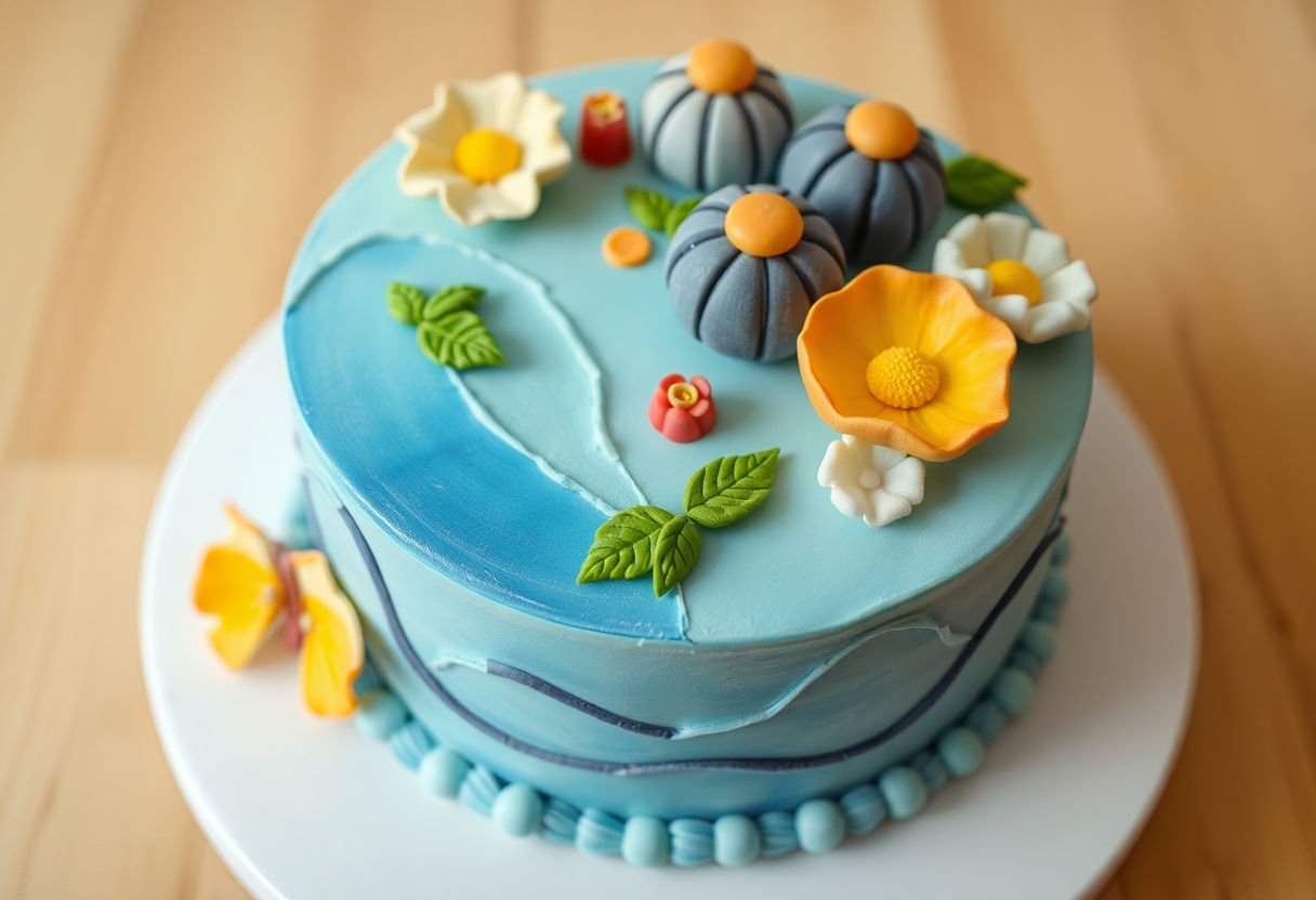 Cake with fondant decorations