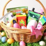 A budget-friendly Easter basket filled with Dollar Tree products