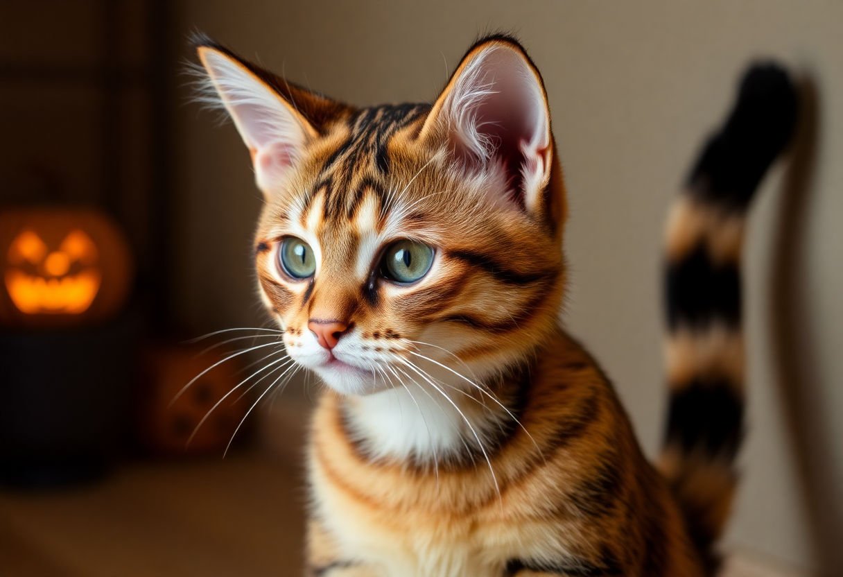 A Halloween cat costume with ears and tail.