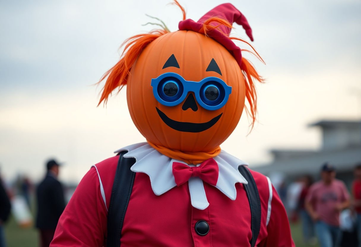 A person in a pun-inspired Halloween costume.