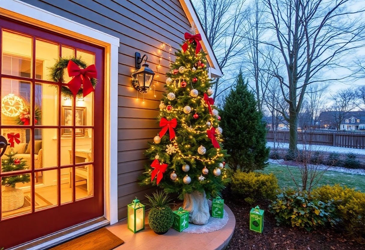 Outdoor Christmas decor using Dollar Tree finds