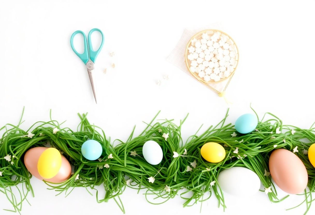 Materials needed for a DIY Easter garland.