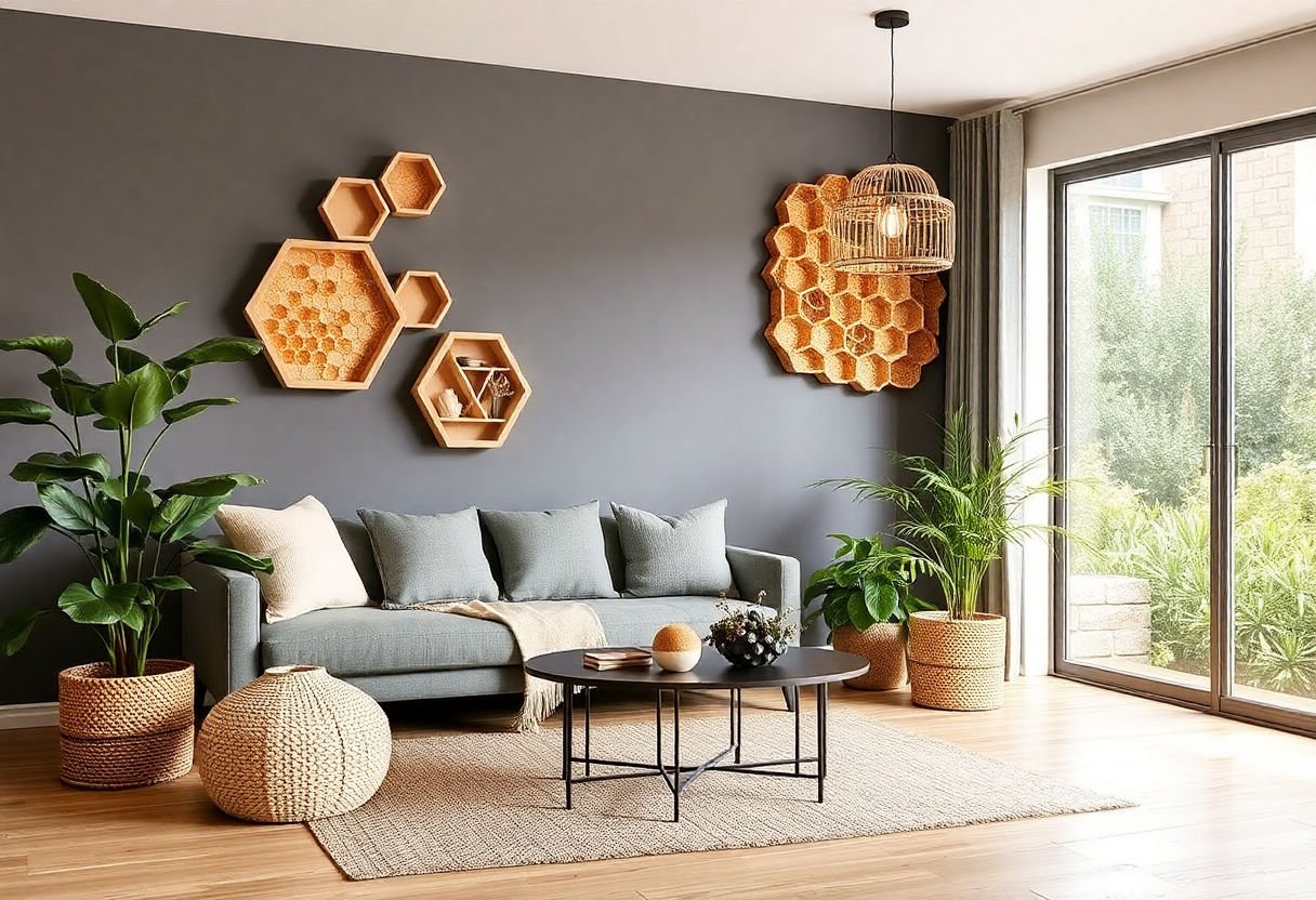 Sustainable decor choices featuring honeycomb designs
