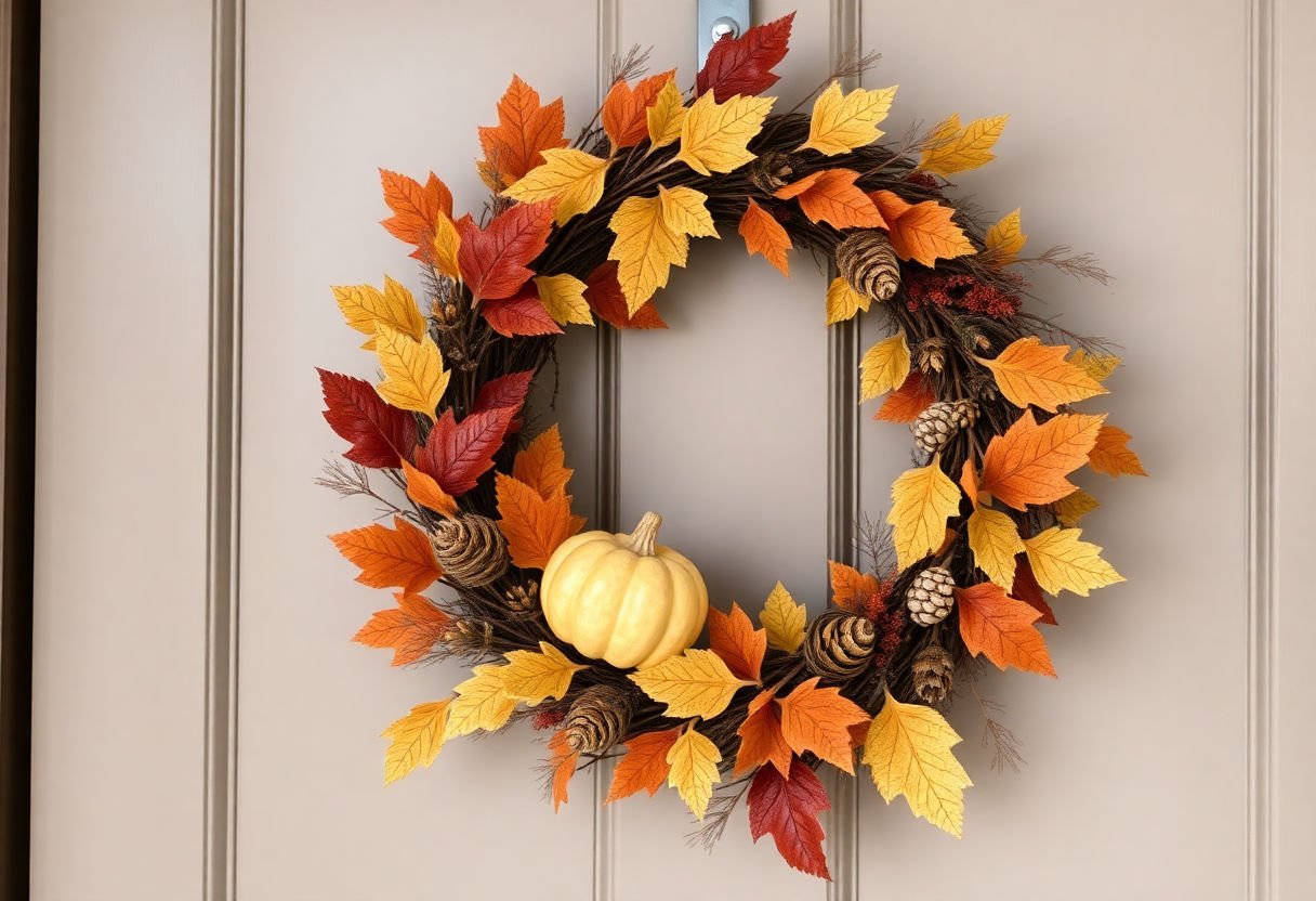 A handcrafted Thanksgiving wreath