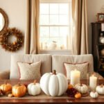A collection of DIY Thanksgiving decorations in a cozy home setting