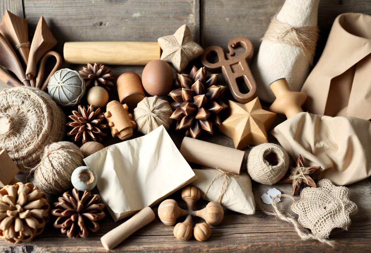 Variety of materials for rustic craft projects