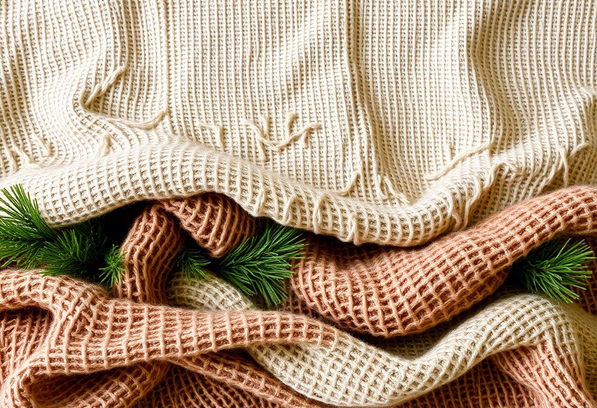 Textured fabrics in rustic Christmas decor
