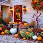 Beautiful outdoor Thanksgiving decorations with harvest theme