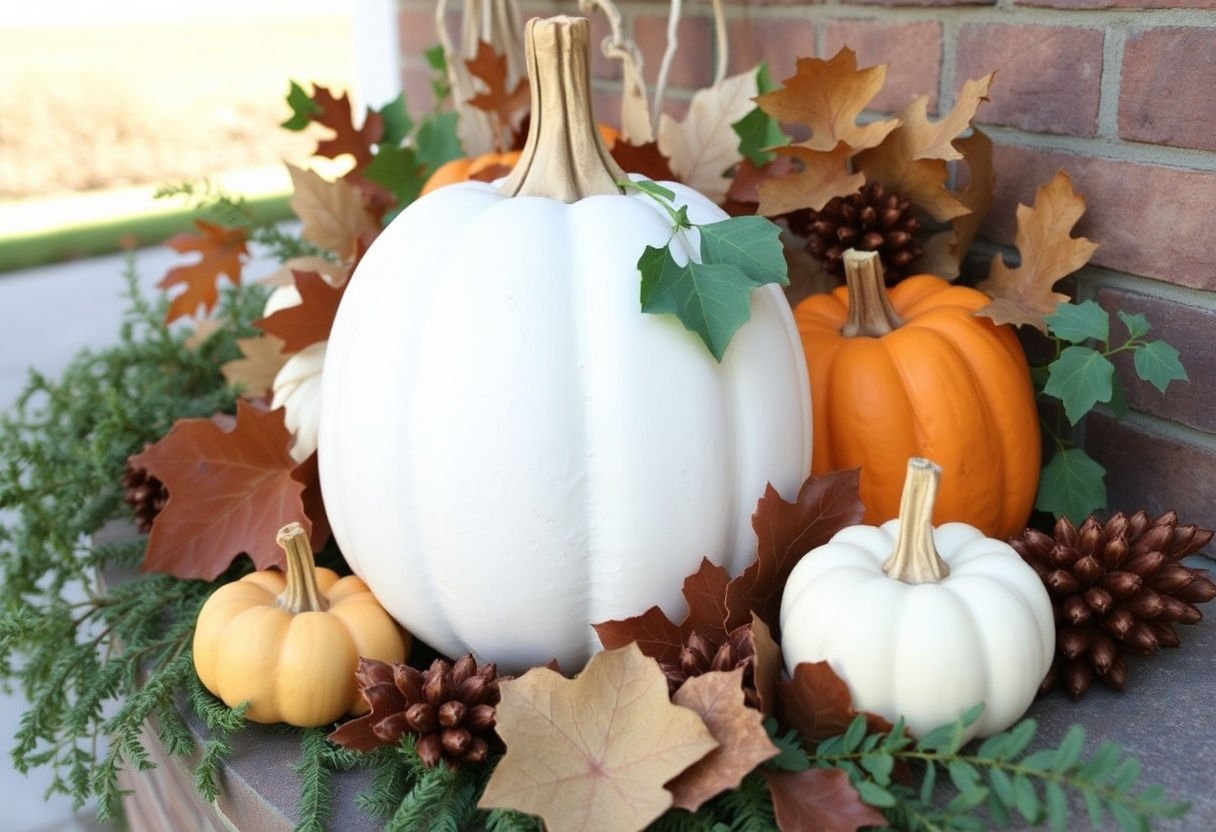 Natural elements used in outdoor Thanksgiving decor
