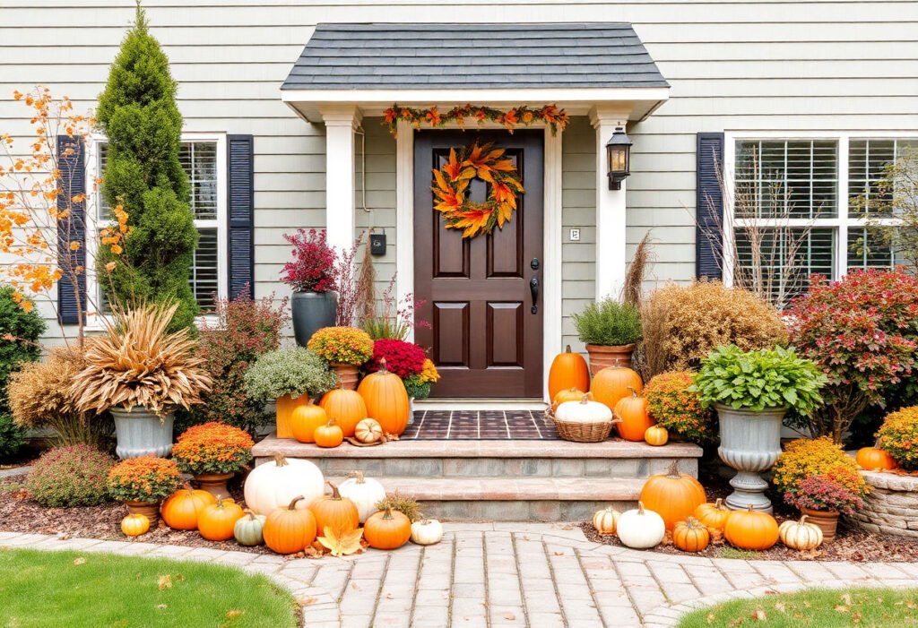Beautiful Thanksgiving outdoor decor setup