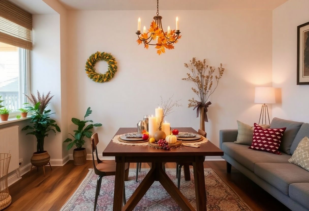 Thanksgiving decor in a small apartment