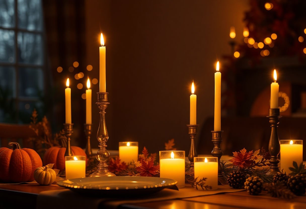 Candles and ambient lighting for Thanksgiving