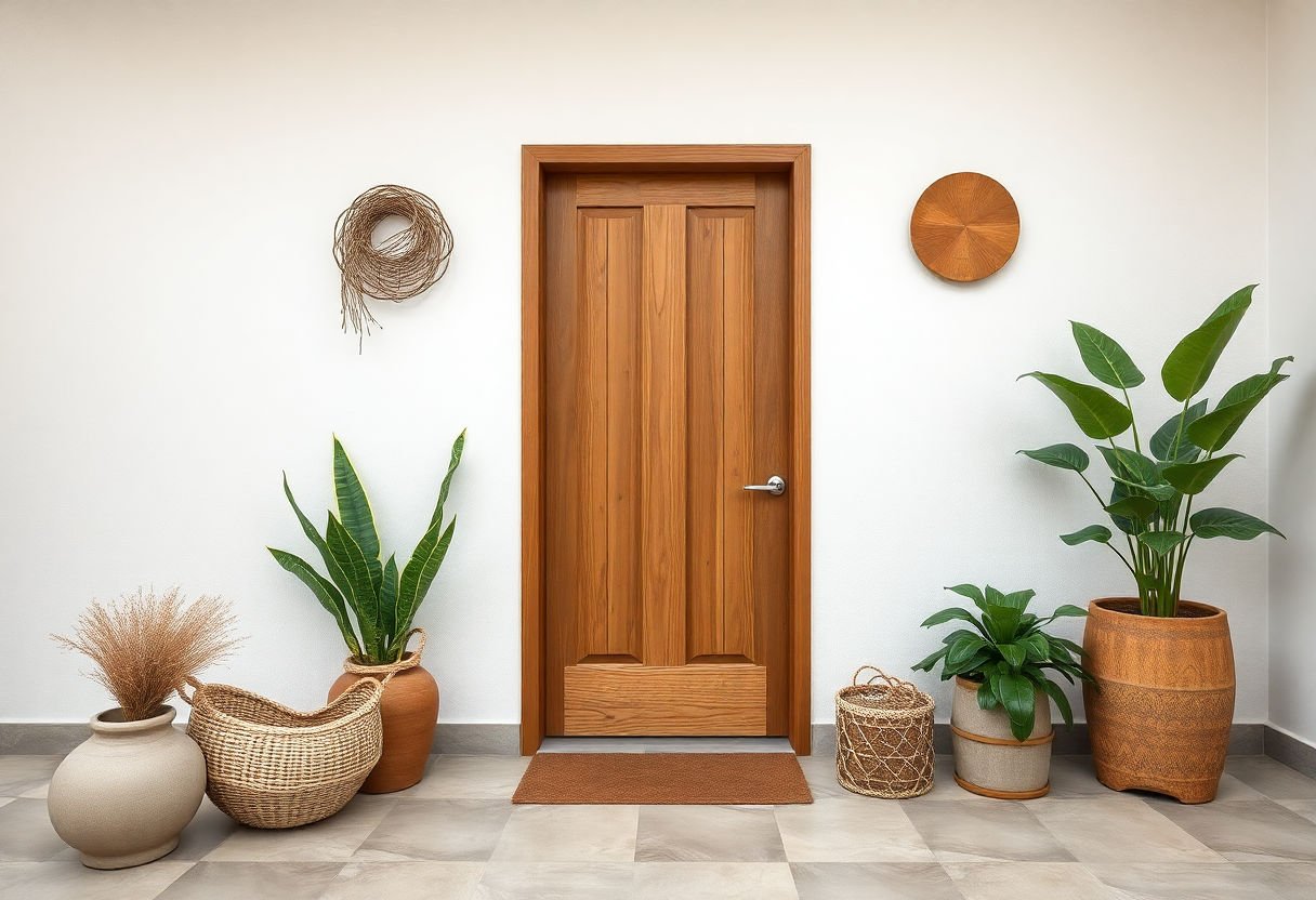 Natural materials used in door decor
