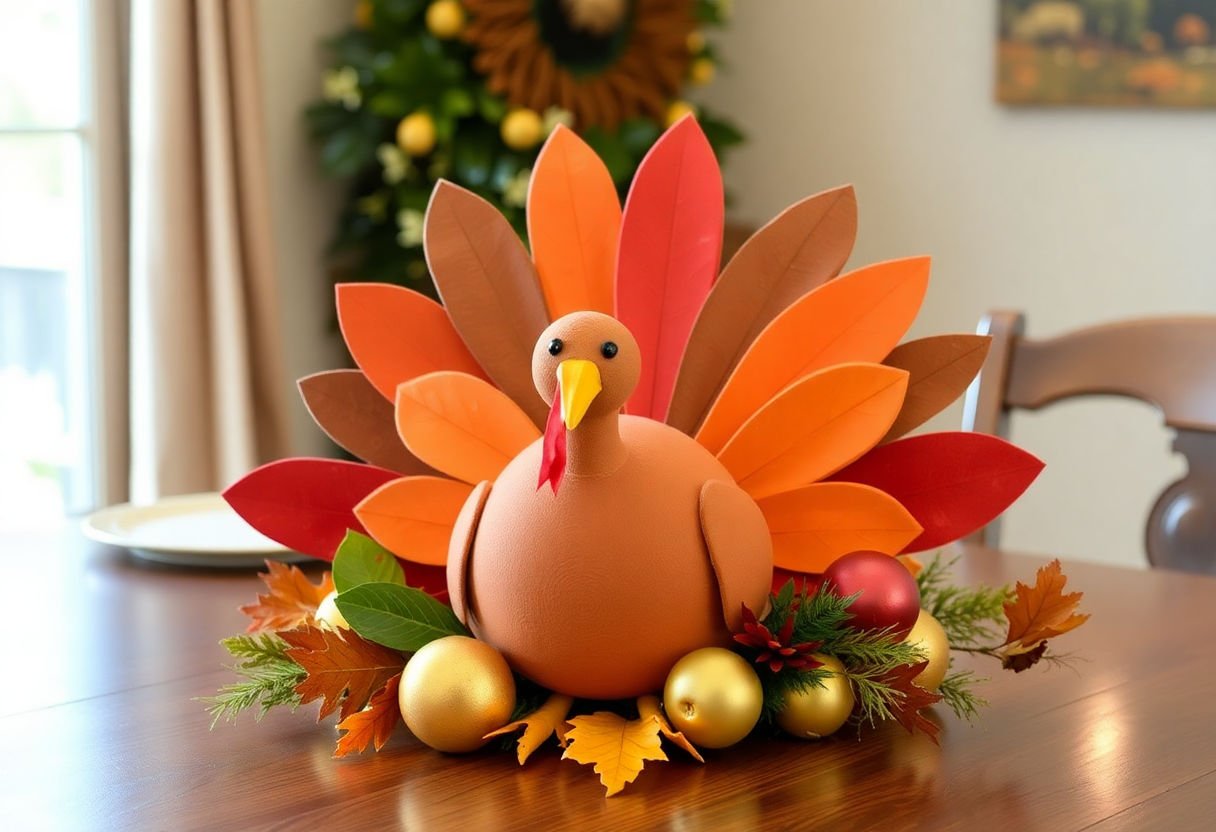 Handmade turkey centerpiece