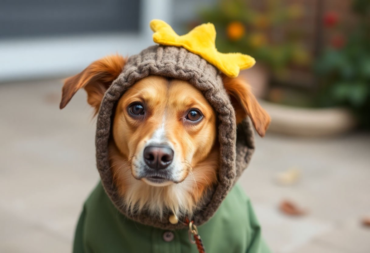 Dog dressed in a homemade costume