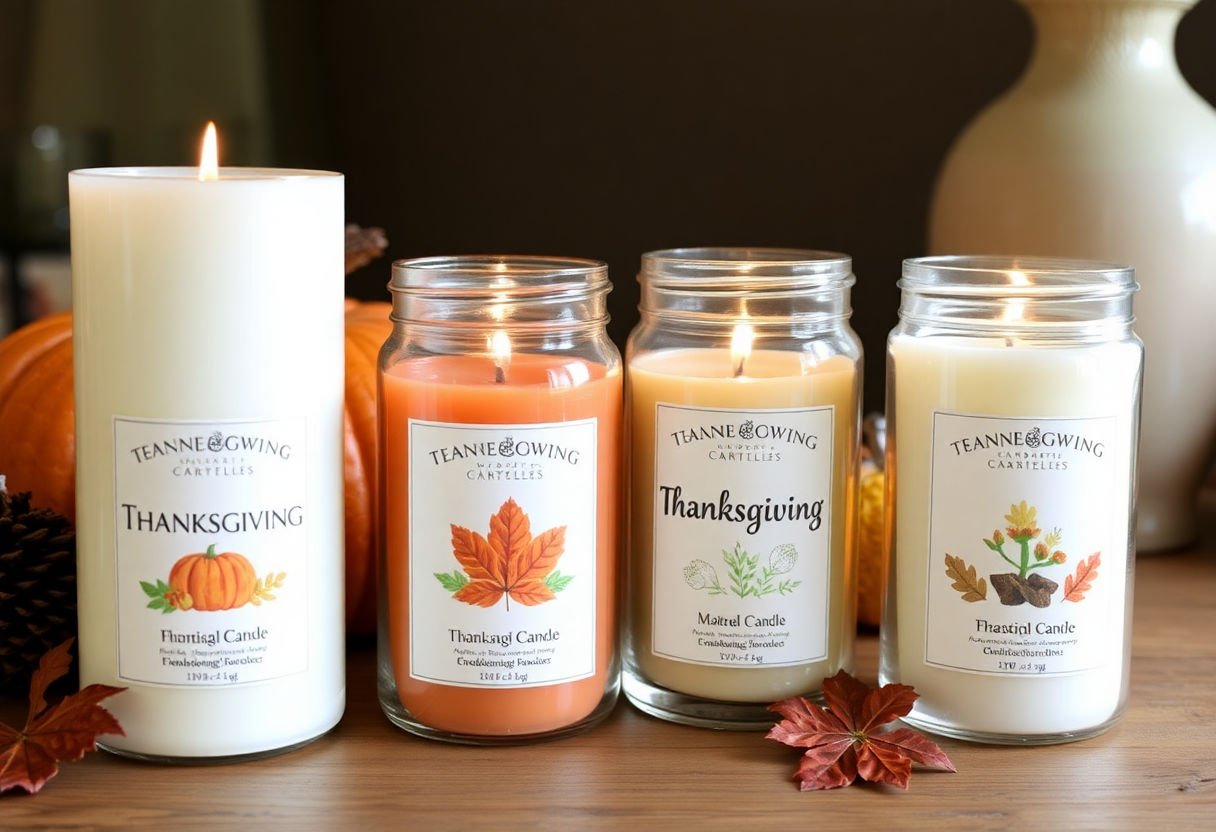 Candles with seasonal scents for Thanksgiving