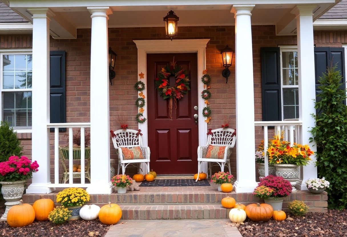 Decorated porch for Thanksgiving