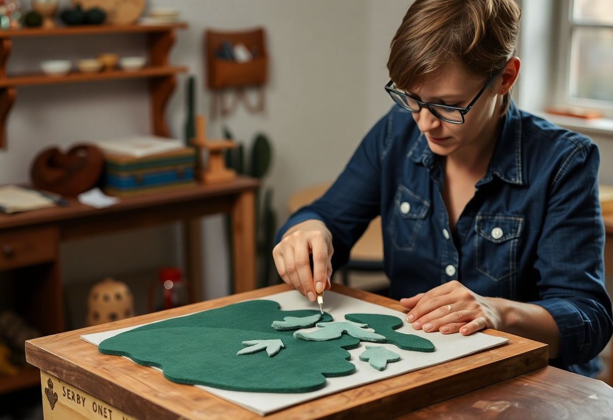 A person demonstrating basic felt cutting techniques