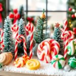 Handmade Christmas candy decorations displayed elegantly in a festive setting
