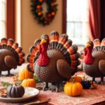 Creative Thanksgiving turkey decorations on a holiday table