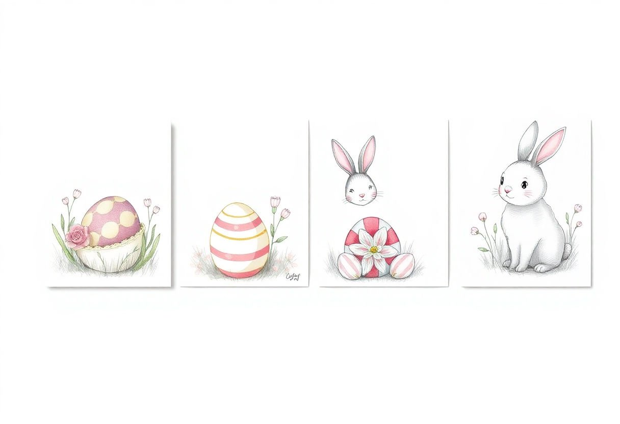 Sketches of different Easter card designs