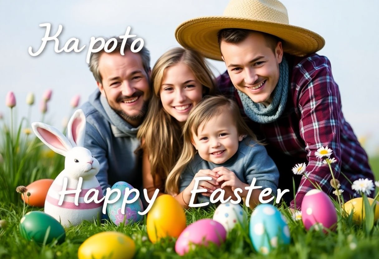 A personalized Easter card with a family photo