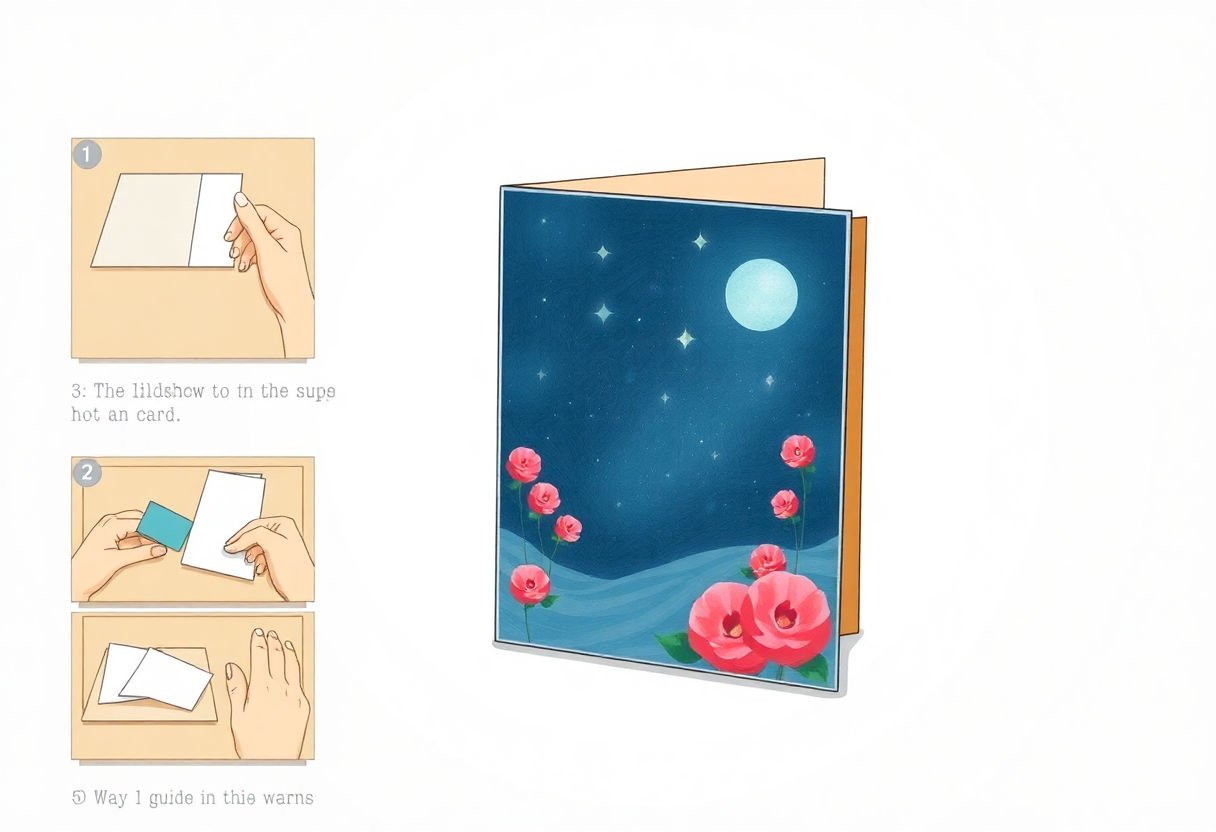 Step-by-step guide illustration for making a card