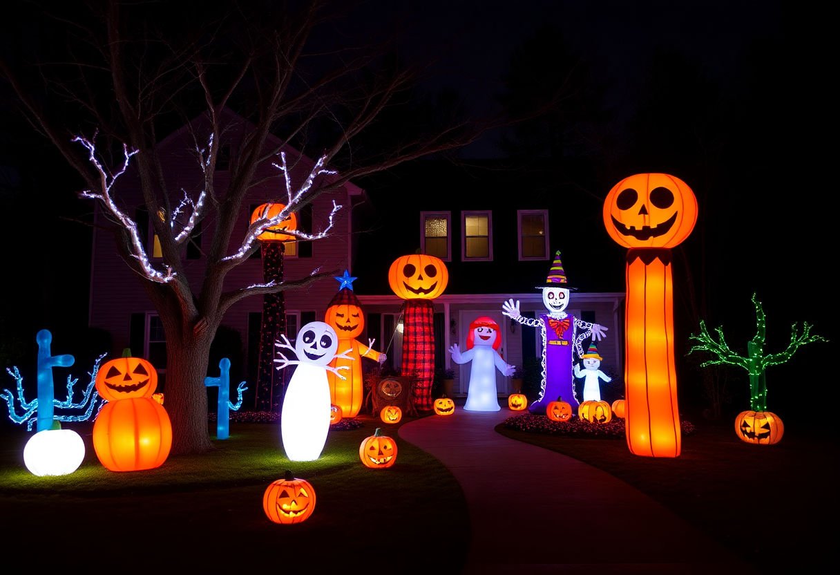 Lit Halloween inflatables