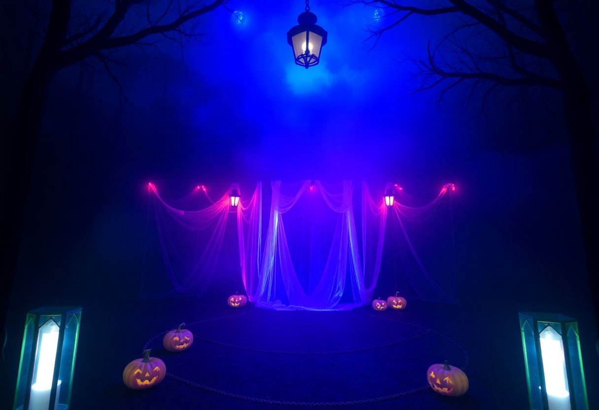 Spooky lighting setup for Halloween ambiance