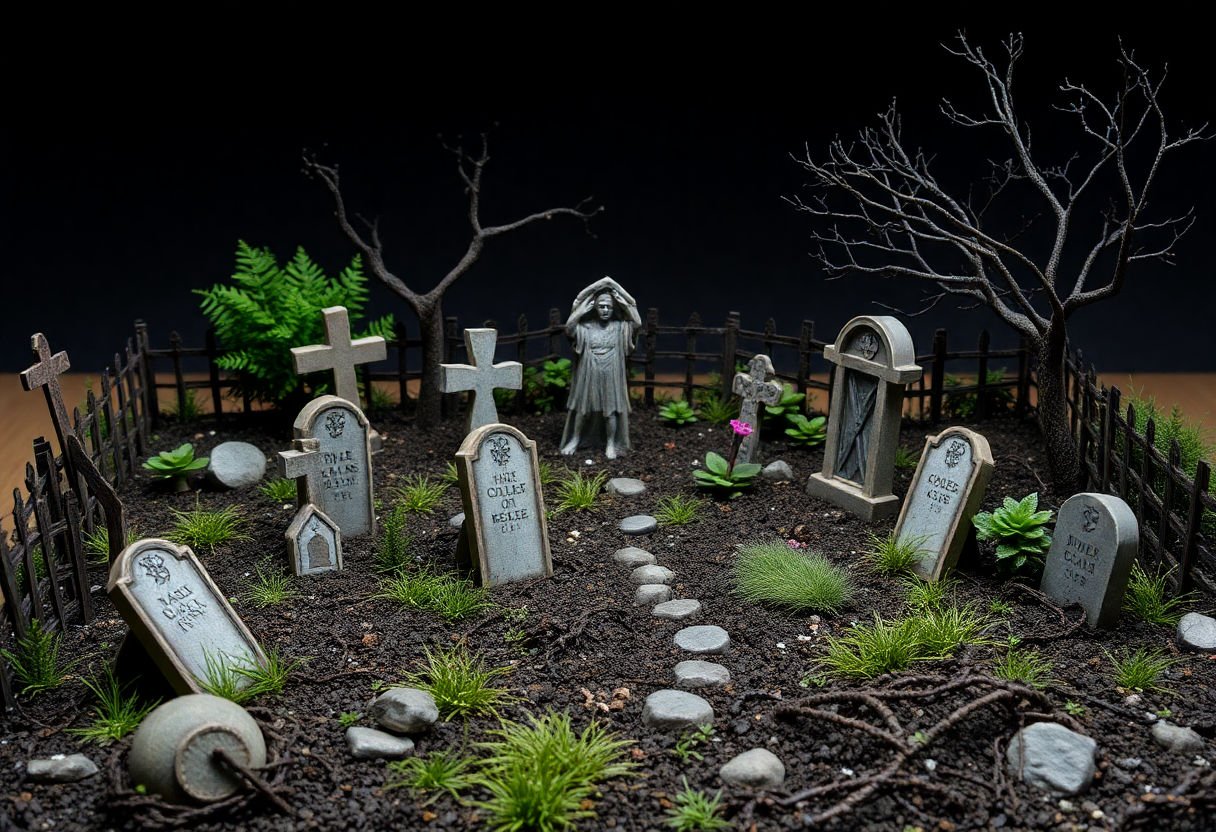 DIY graveyard scene layout