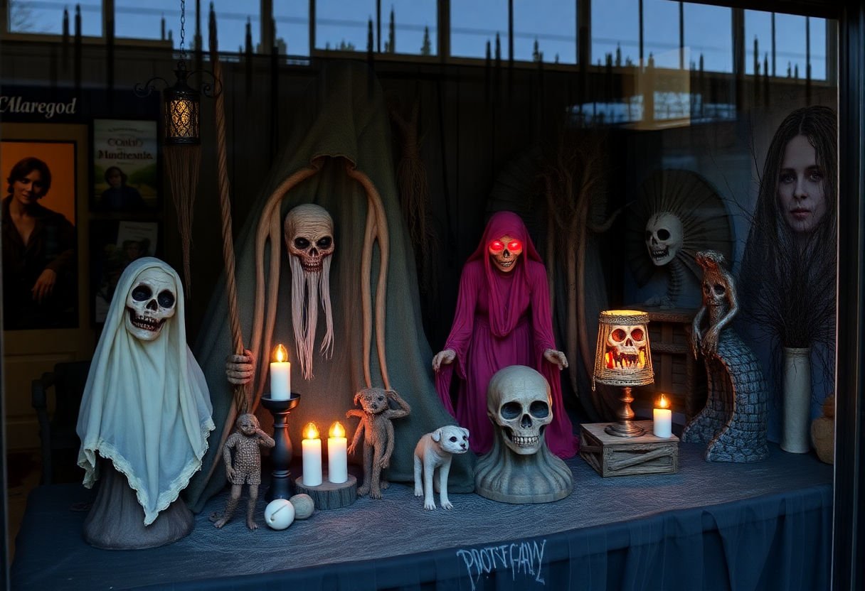 DIY ghost decorations displayed