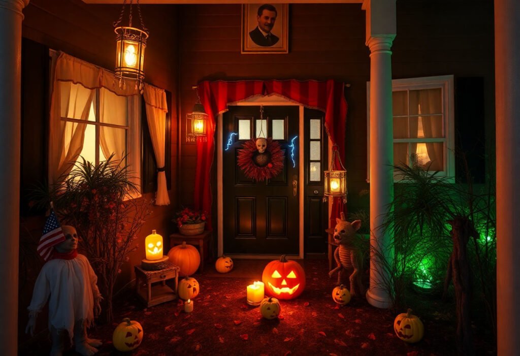 DIY Halloween props decorated in a haunted house